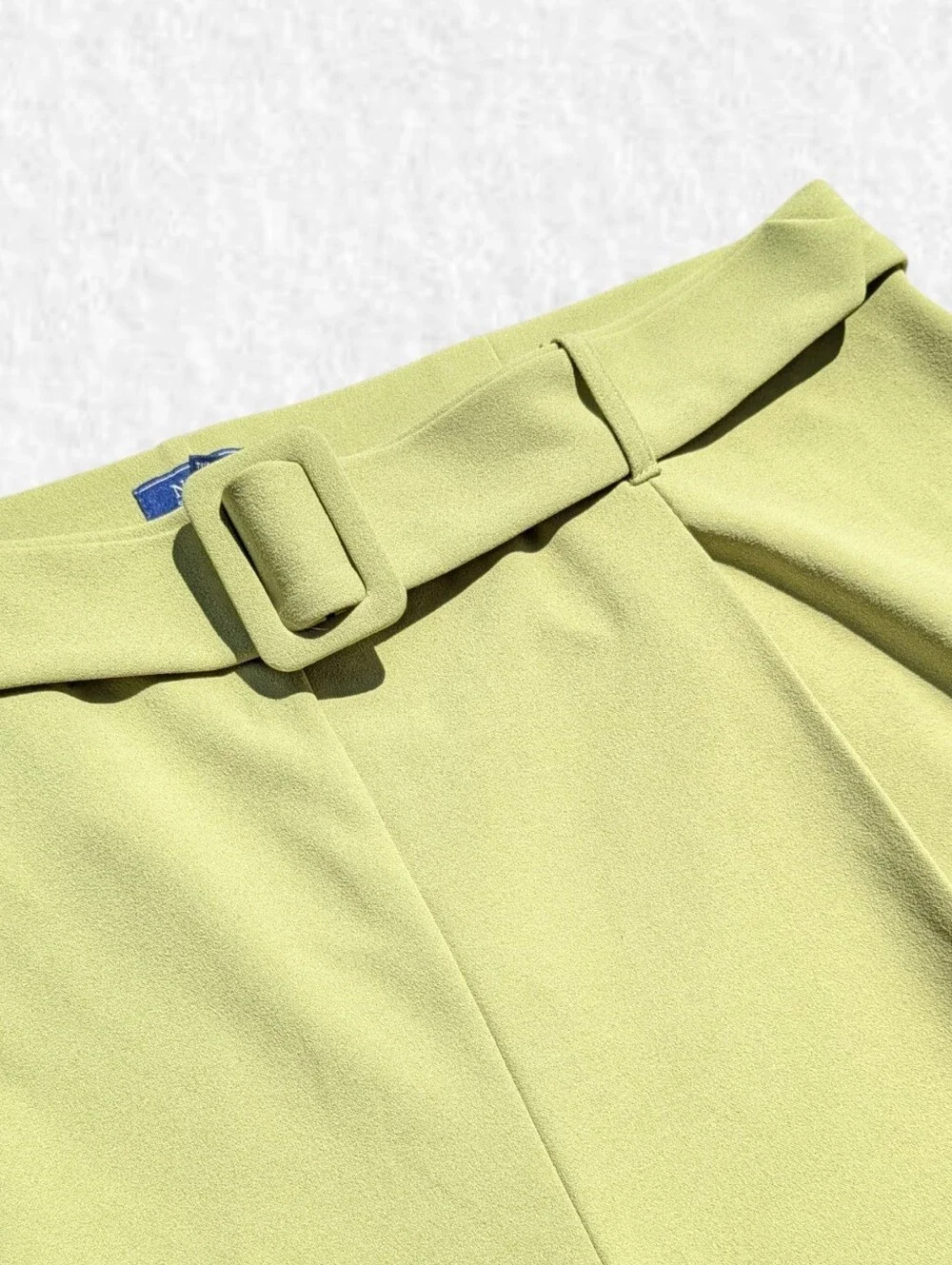 New York Company Plus Size 22: High-Rise Belted Crop Dress Pants in Lime Green - Picture 3 of 7
